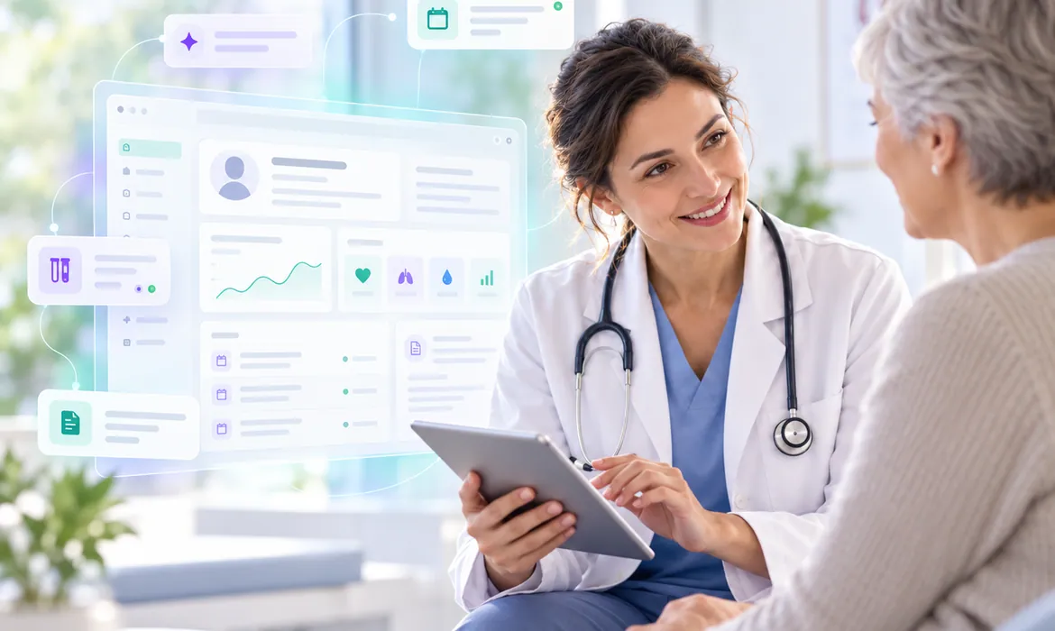 Internal medicine physician consulting with an older patient